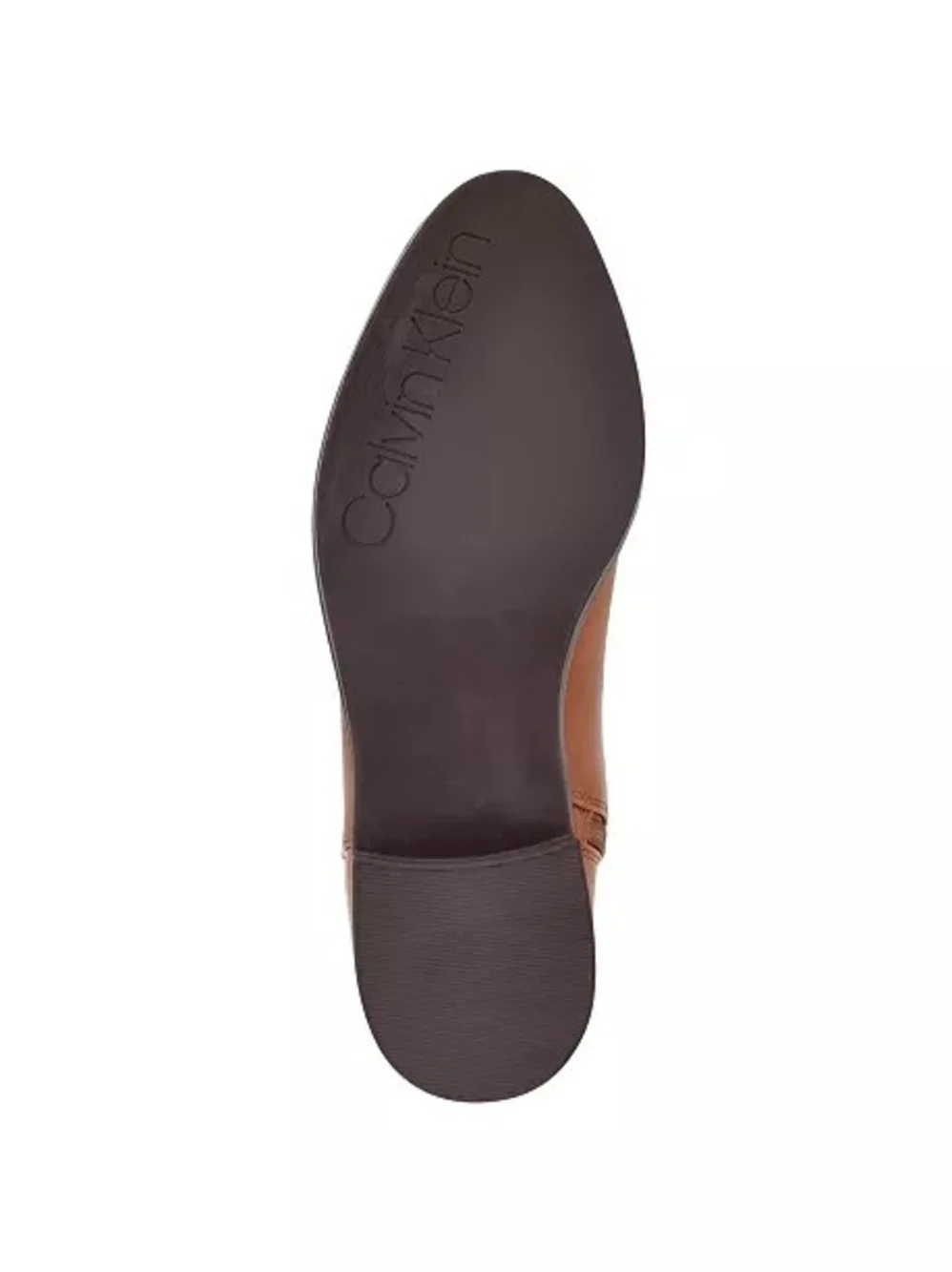 Calvin Klein Cognac -Knee -Leather Boots with Gold CK Accent